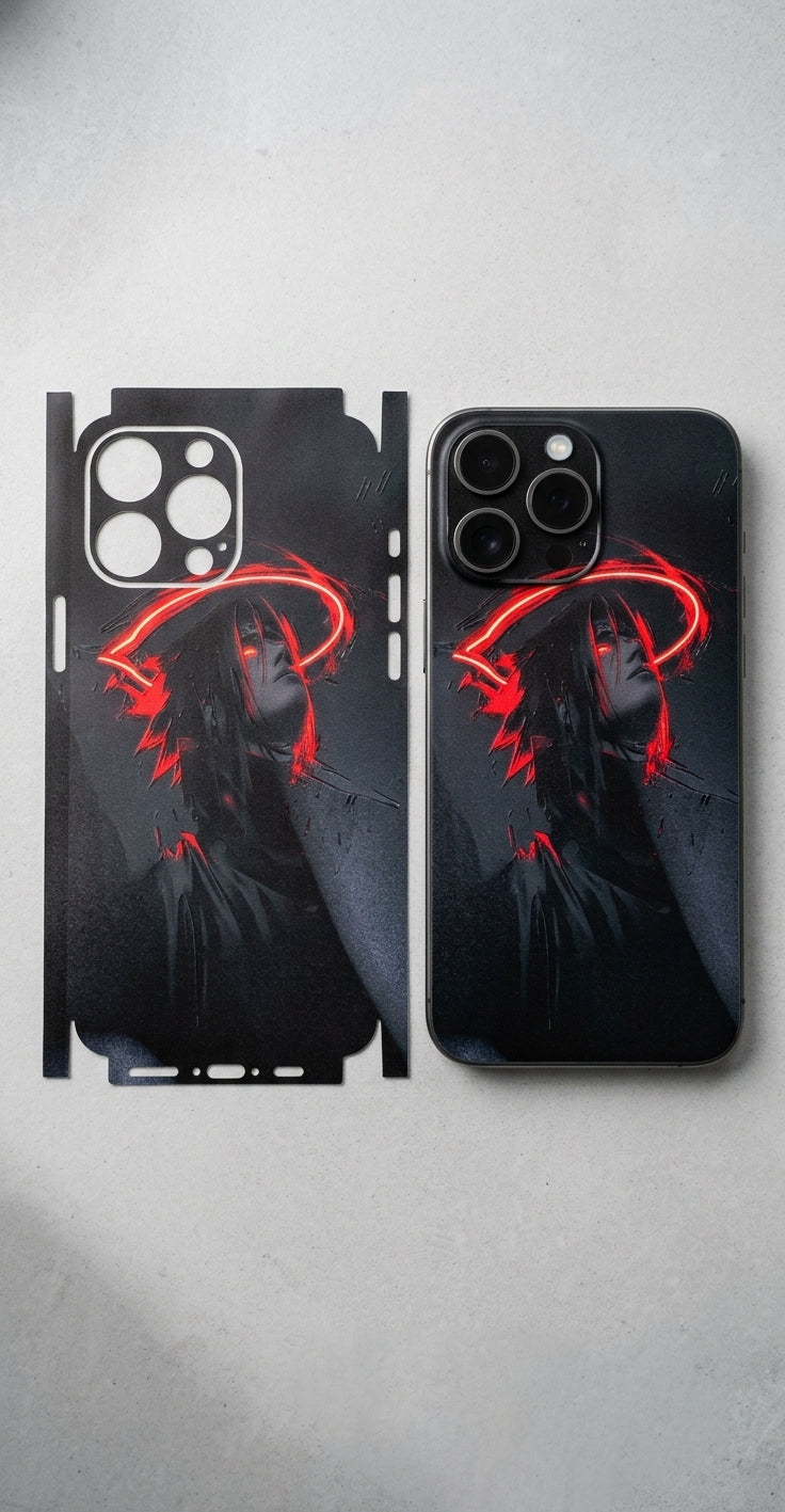 Premium Neon Red Itachi Uchiha Anime Vinyl Phone Skin