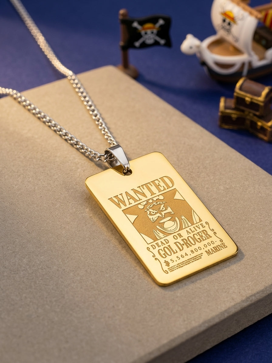 Gold D. Roger Wanted Poster Pendant | One Piece Anime Necklace