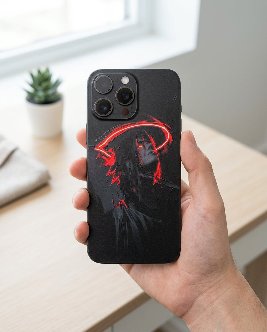 Premium Neon Red Itachi Uchiha Anime Vinyl Phone Skin