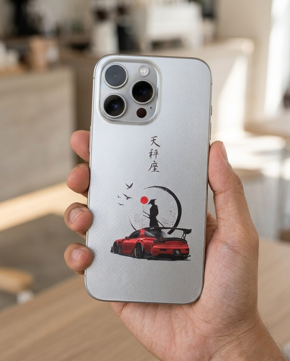 Anime Samurai Red Sports Car Vinyl Mobile Skin