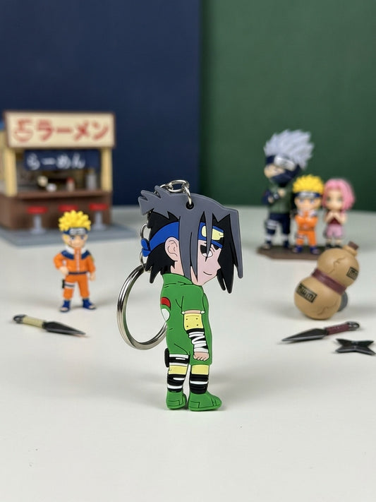 Sasuke Uchiha Green Jumpsuit Rubber Keychain