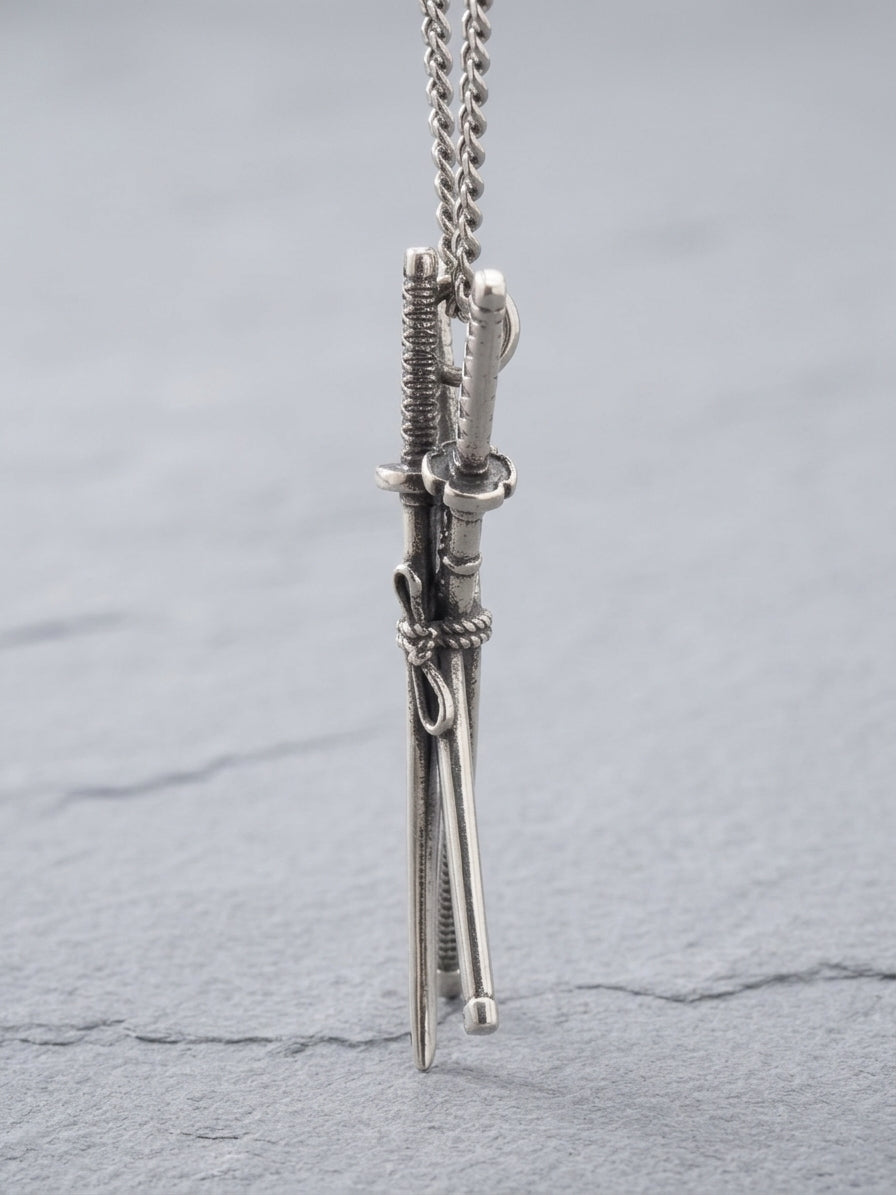 Zoro 3-Sword Santoryu Sterling Silver Pendant Necklace