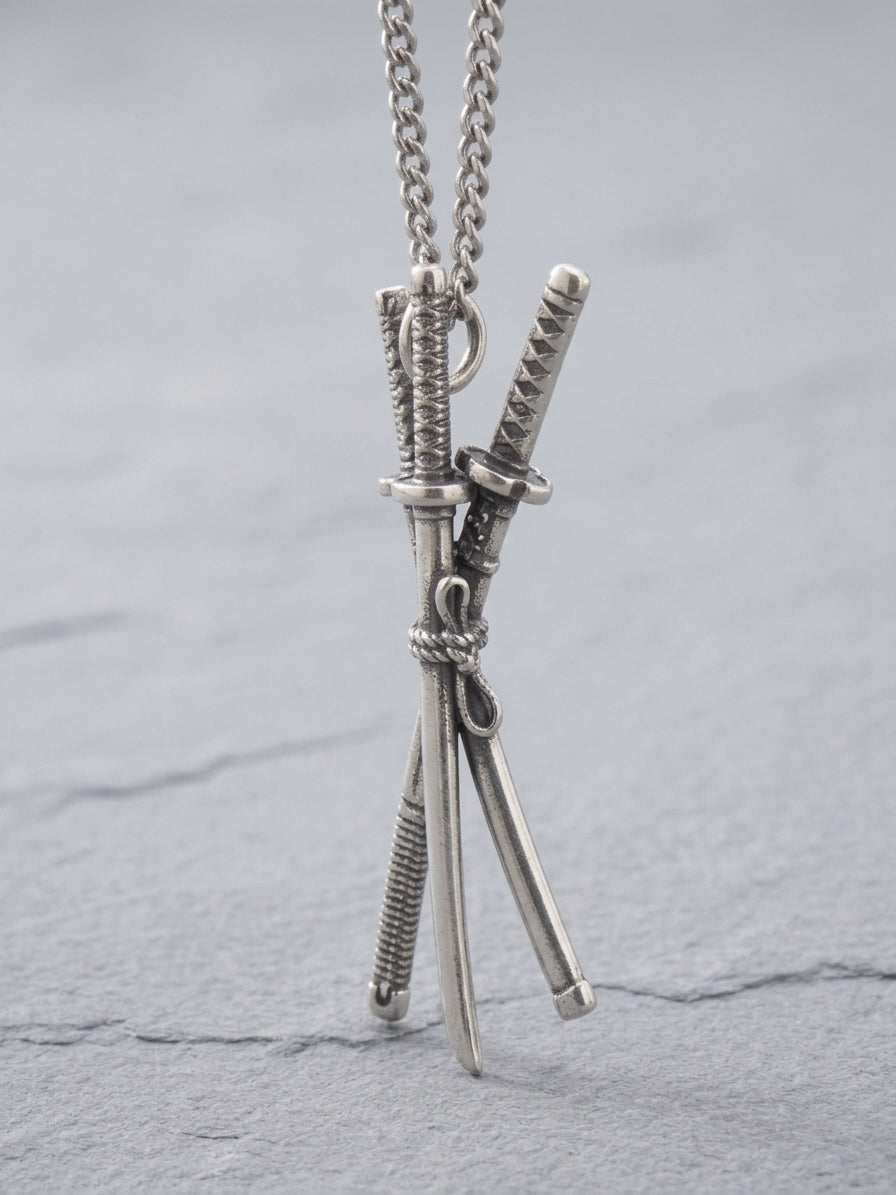 Zoro 3-Sword Santoryu Sterling Silver Pendant Necklace