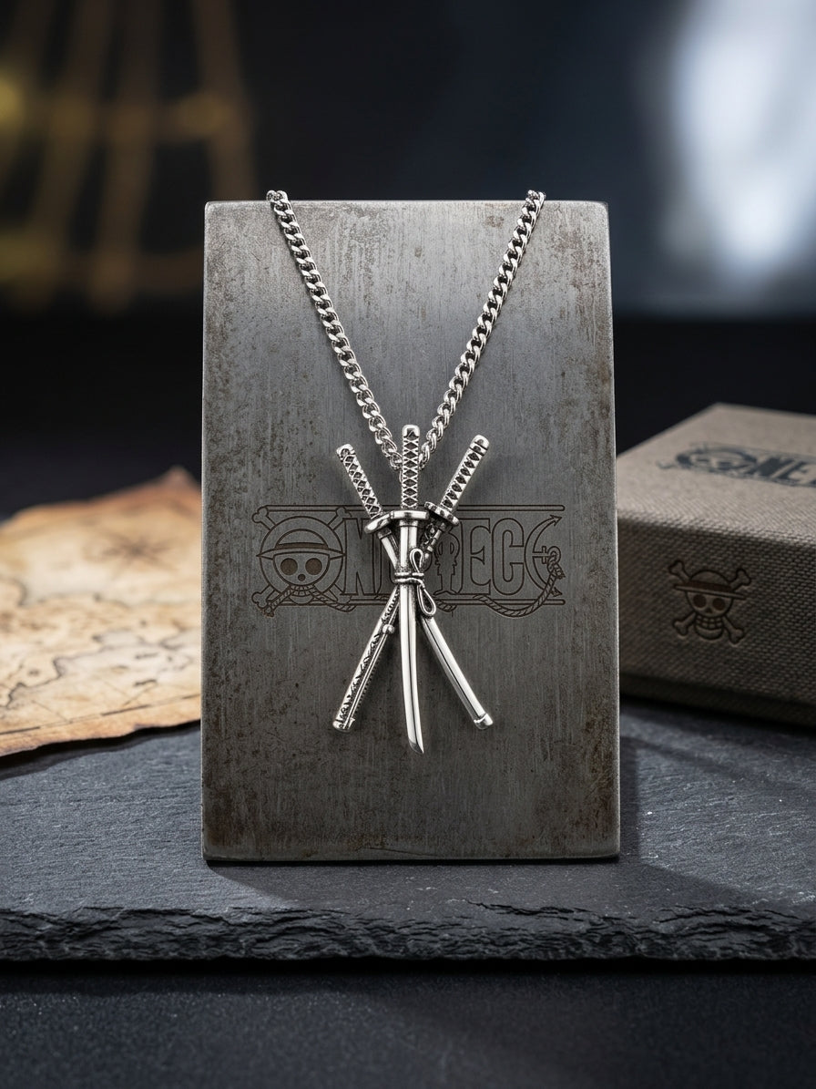 Zoro 3-Sword Santoryu Sterling Silver Pendant Necklace